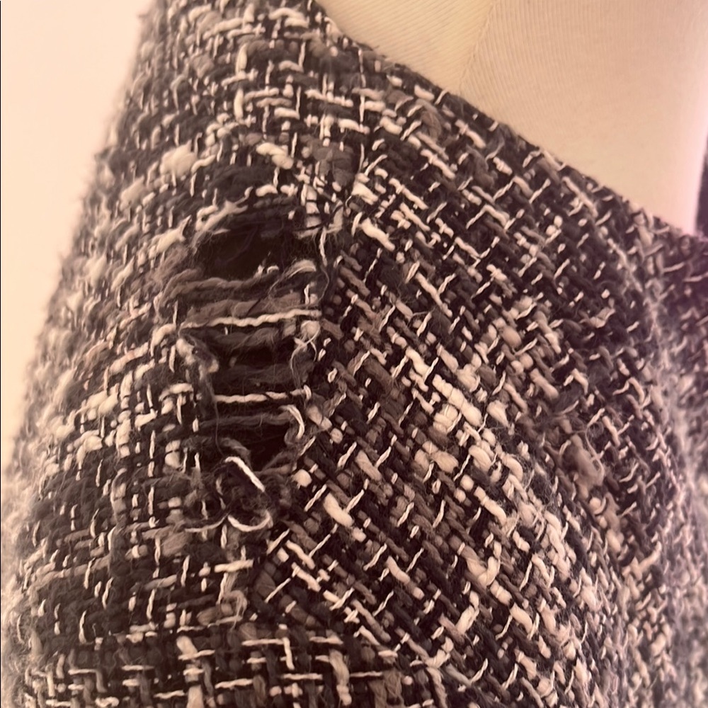 Brooks Brothers Black and White Tweed Blazer with Zipper Closure - Picture 14 of 14